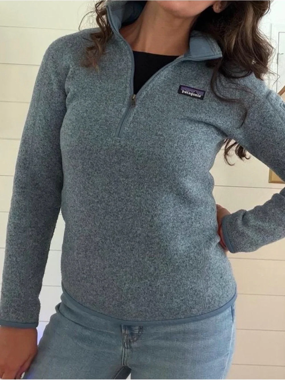 Patagonia Women's Heathered Slate Blue Half-Zip Fleece Pullover